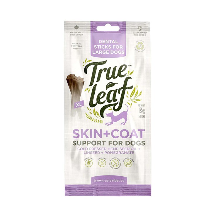 True Leaf Large Dog Dental Sticks Skin & Coat 125g