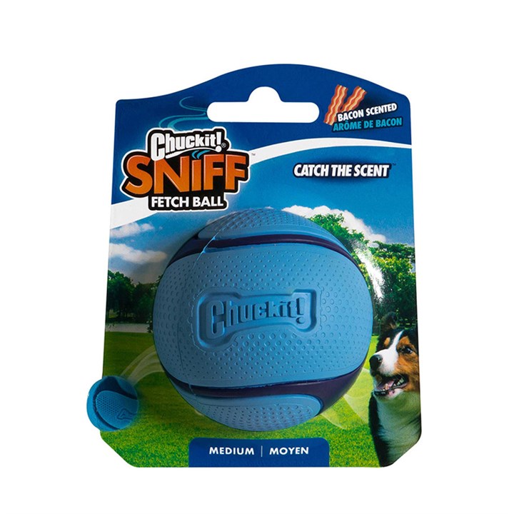 Chuckit Sniff Fetch Ball Bacon Dog Toy