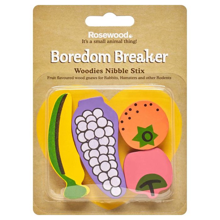 Rosewood Boredom Breaker Fruit Shaped Wood Chew 4 Pack