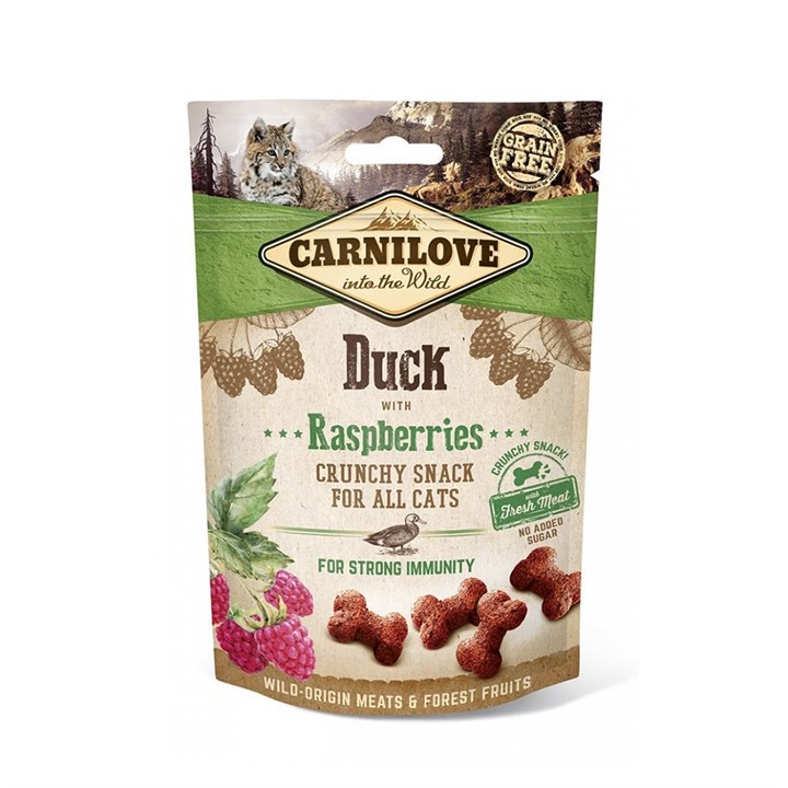 Carnilove Crunchy Cat Treats Duck with Raspberries 50g