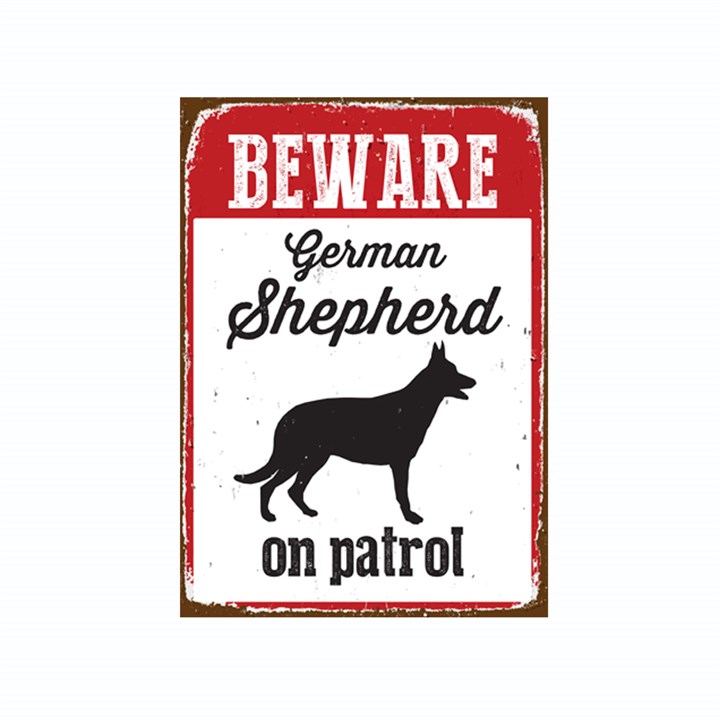 Beware German Shepherd On Patrol Tin Sign