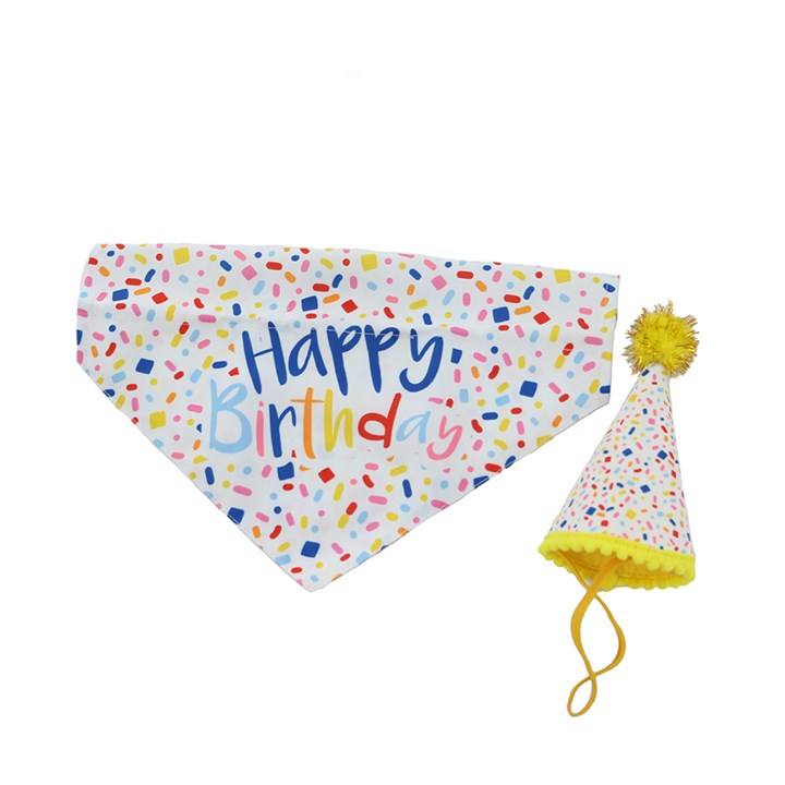 Pawty Sprinkle Dog Hat with Bandana Set M/L