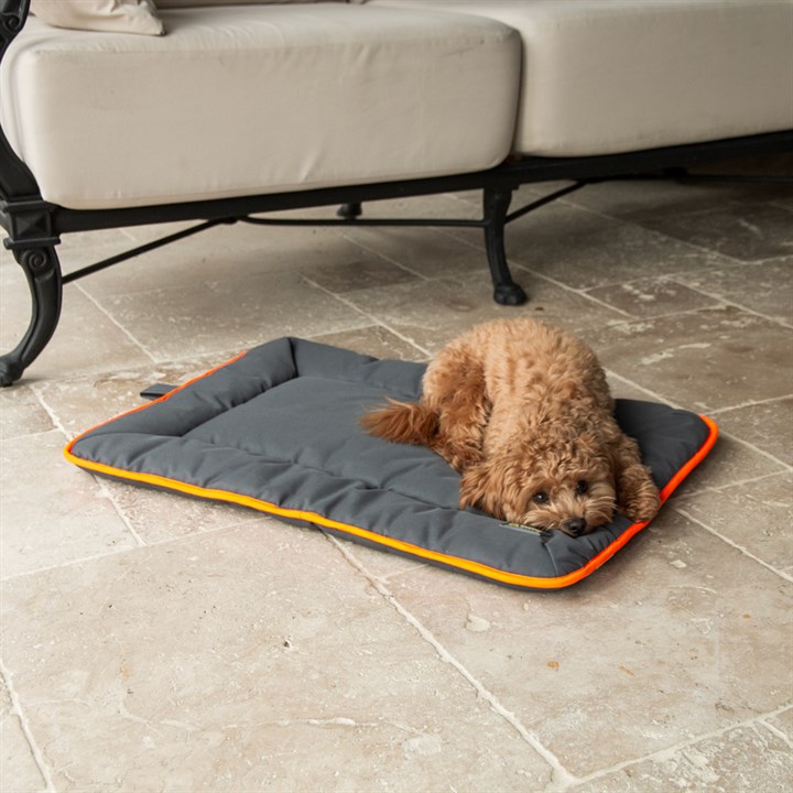 Great & Small Active Crate Dog Mat Grey with Orange Trim