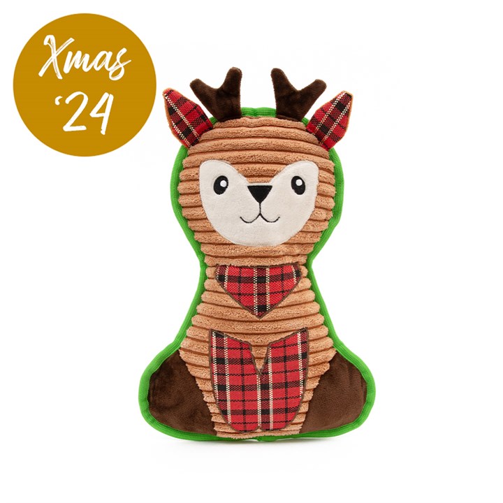 Great & Small Christmas Reindeer with Tartan Belly Dog Toy