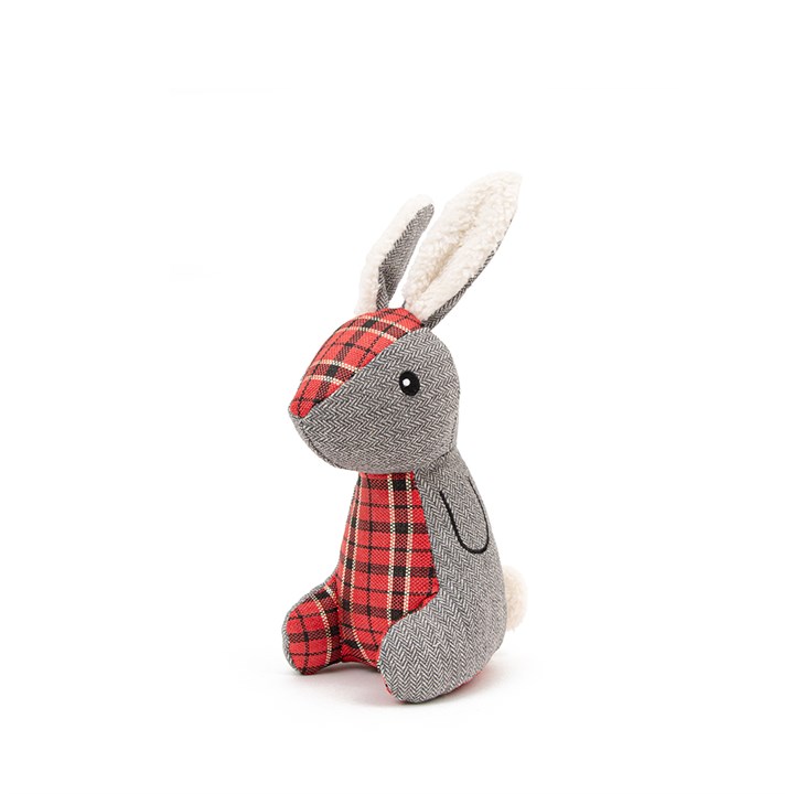 Great & Small Christmas Hare with Tartan Belly Dog Toy