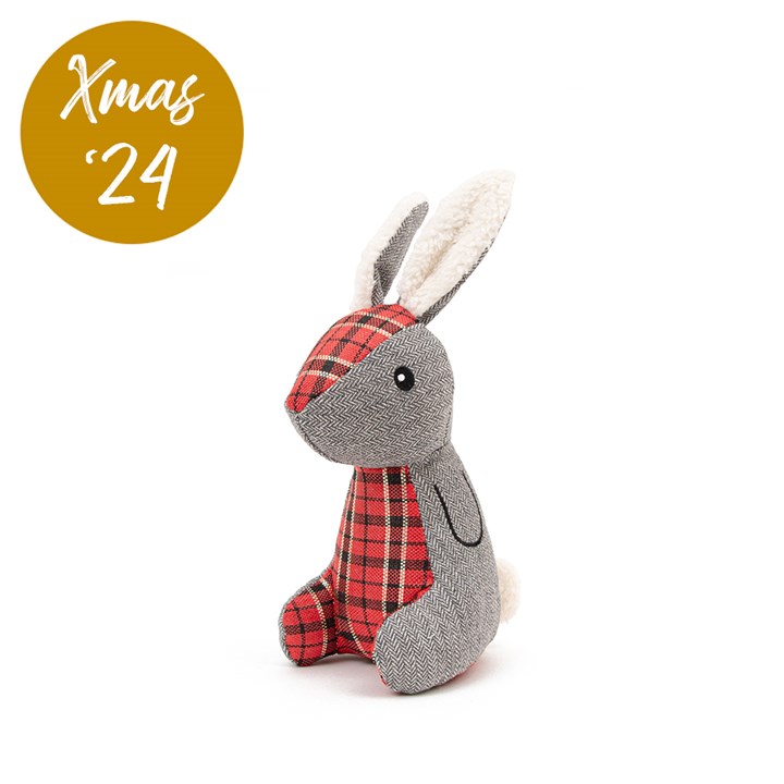 Great & Small Christmas Hare with Tartan Belly Dog Toy