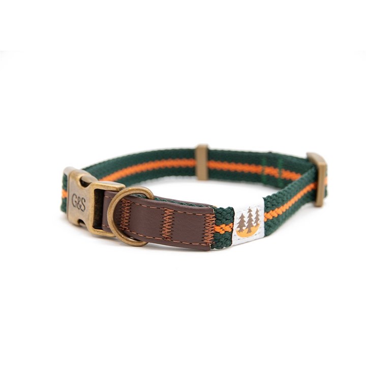 Great & Small Country Woven Dog Collar Green/Orange