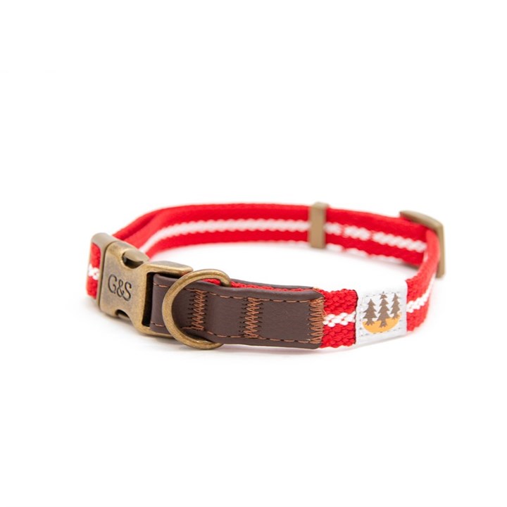 Great & Small Country Woven Dog Collar Red/White