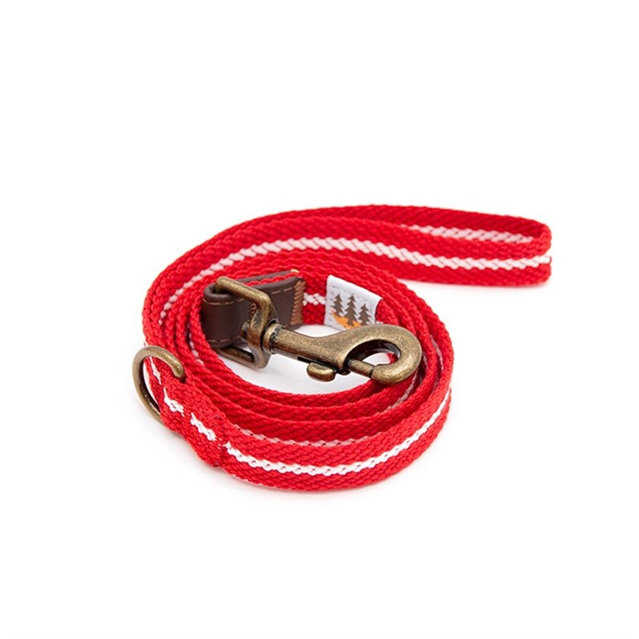 Great & Small Country Woven Dog Lead Red/White