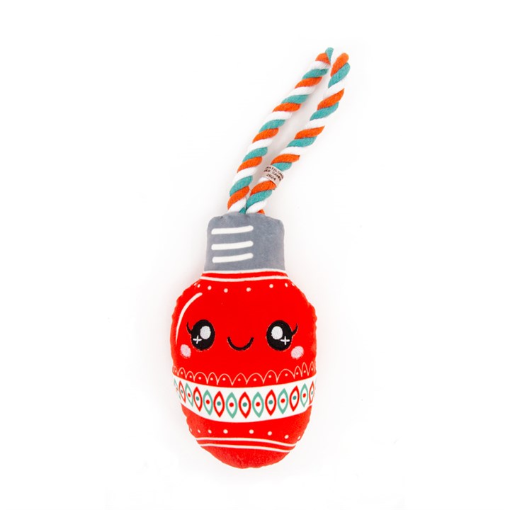 Great & Small Christmas Red Bulb with Rope Dog Toy