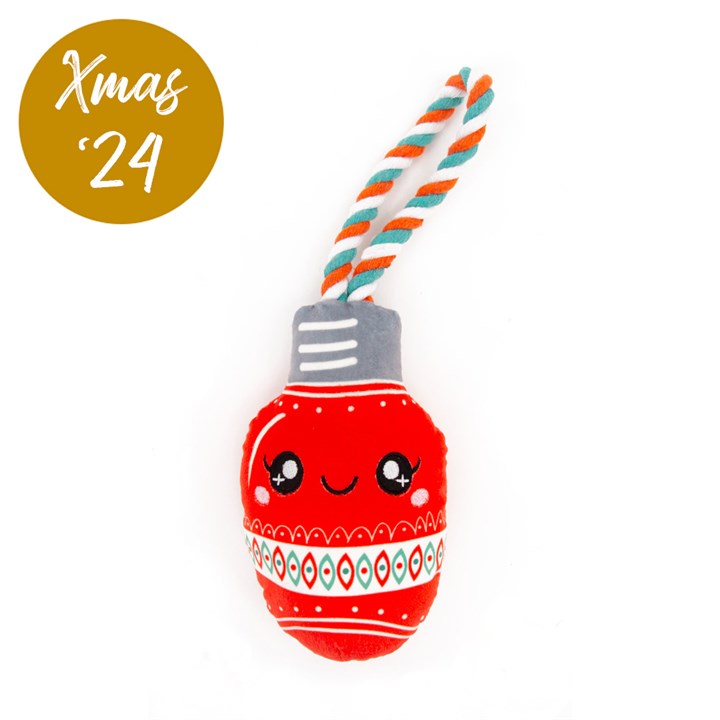 Great & Small Christmas Red Bulb with Rope Dog Toy