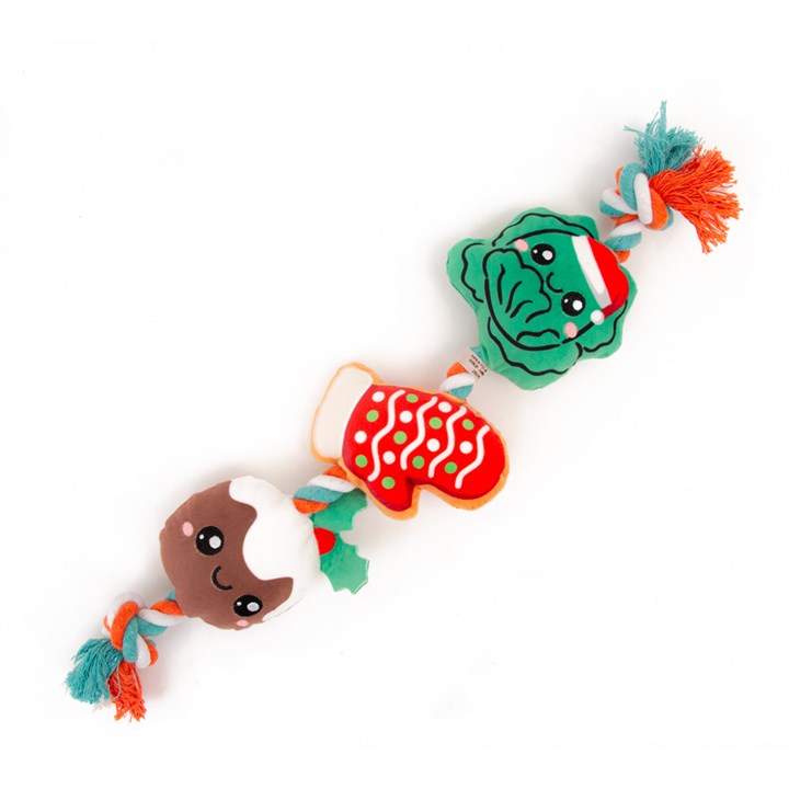 Great & Small Christmas Rope Sprout & Christmas Pudding Dog Toy