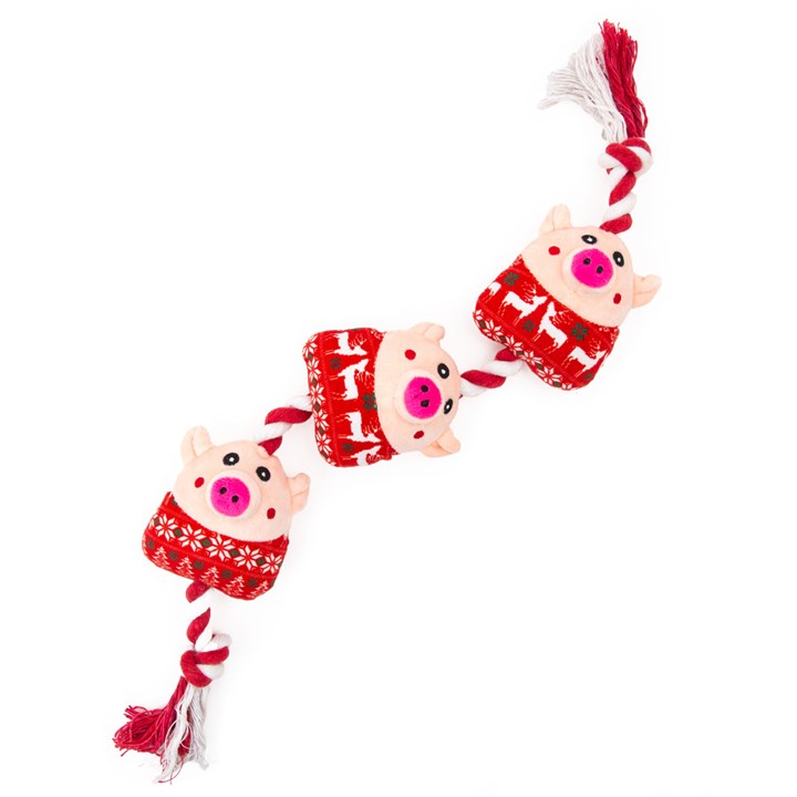 Great & Small Christmas Piggies Rope Dog Toy