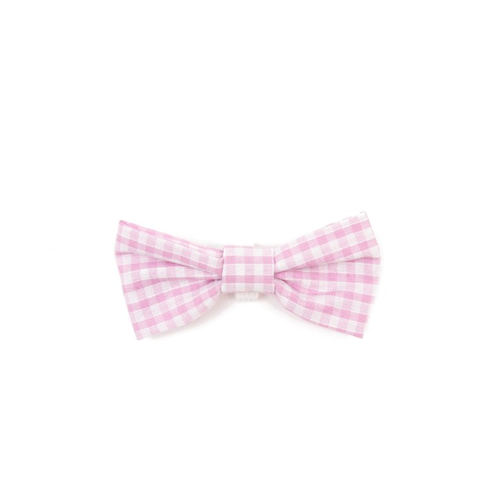 Pink Gingham Cat Bow Tie