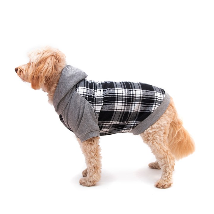 Great & Small Country Adventure Black Check Dog Hoodie