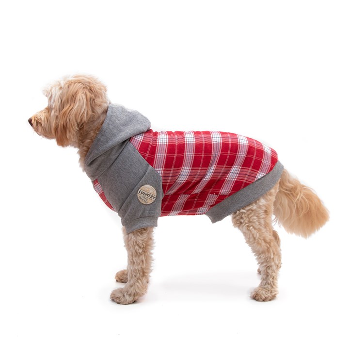 Great & Small Country Adventure Red Check Dog Hoodie