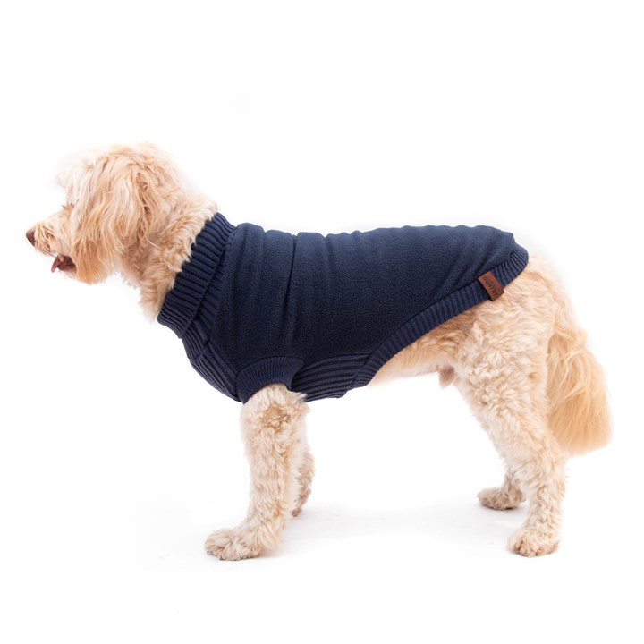 Great & Small Country Fleece Jumper Navy Dog Coat