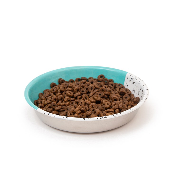 Great & Small Blue Speckle Cat Food Dish