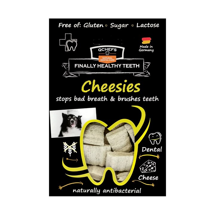 QChefs Natural Dental Fitness Cheesies Dog Treats 65g