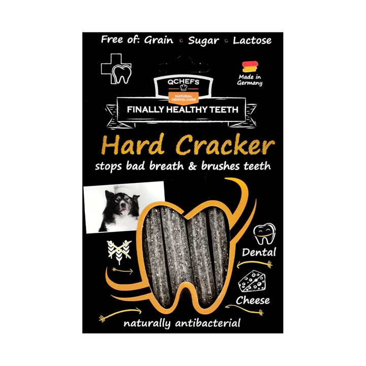 QChefs Natural Dental Power Hard Cracker Dog Treats 4 Pack