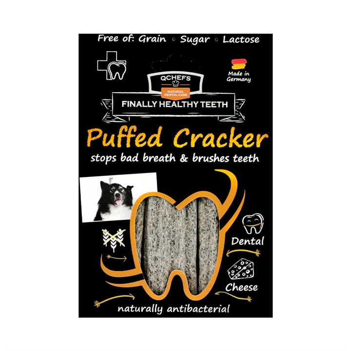 QChefs Natural Dental Power Puffed Cracker Dog Treats 3 Pack