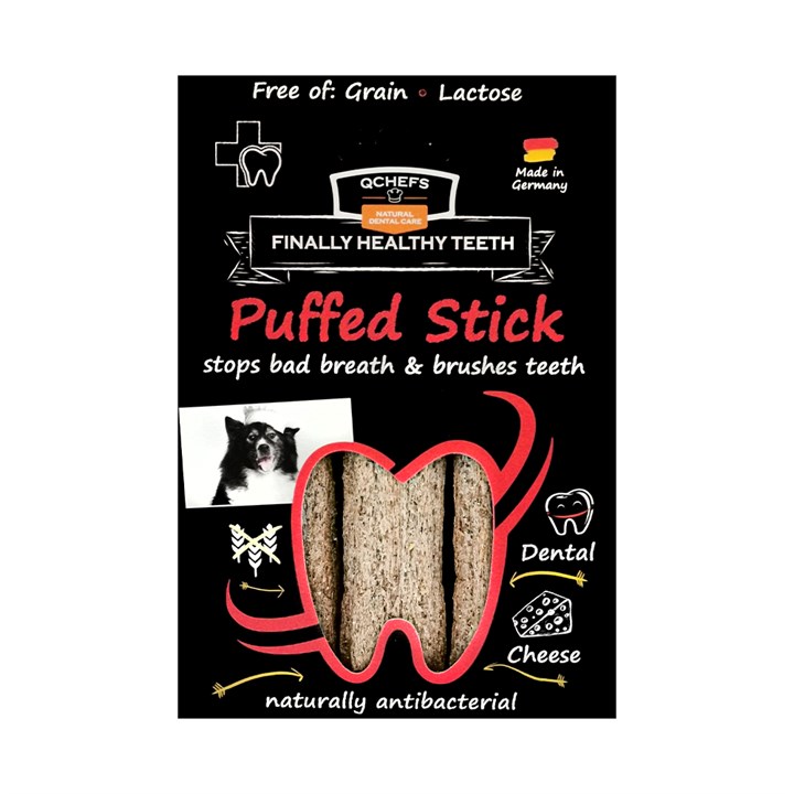 QChefs Natural Dental Puffed Sticks Dog Treats 3 Pack