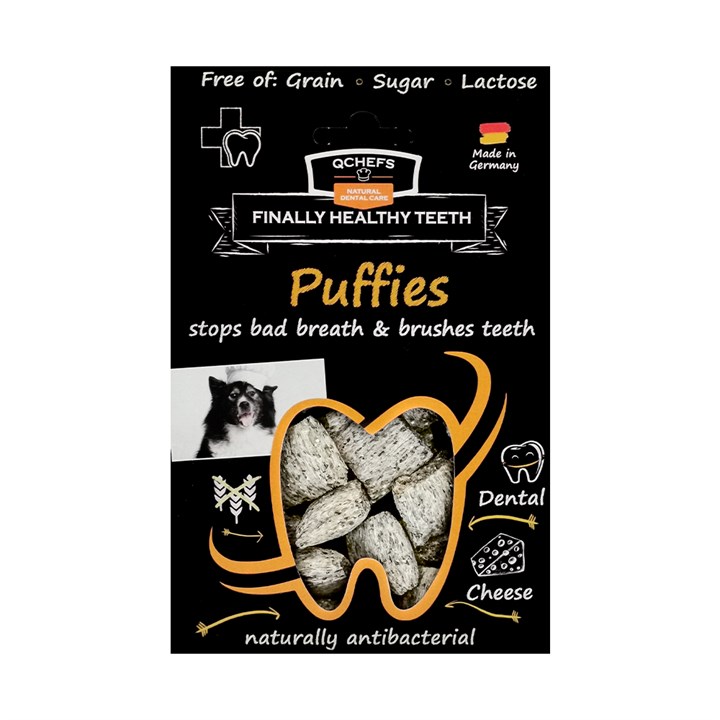 QChefs Natural Dental Power Puffies Dog Treats 65g