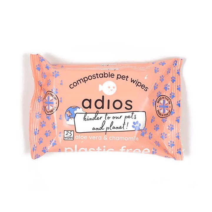 Adios Compostable Pet Wipes 25pk