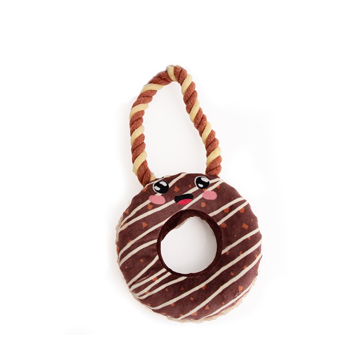 Great & Small Doggy Diner Chocolate Donut & Rope Dog Toy