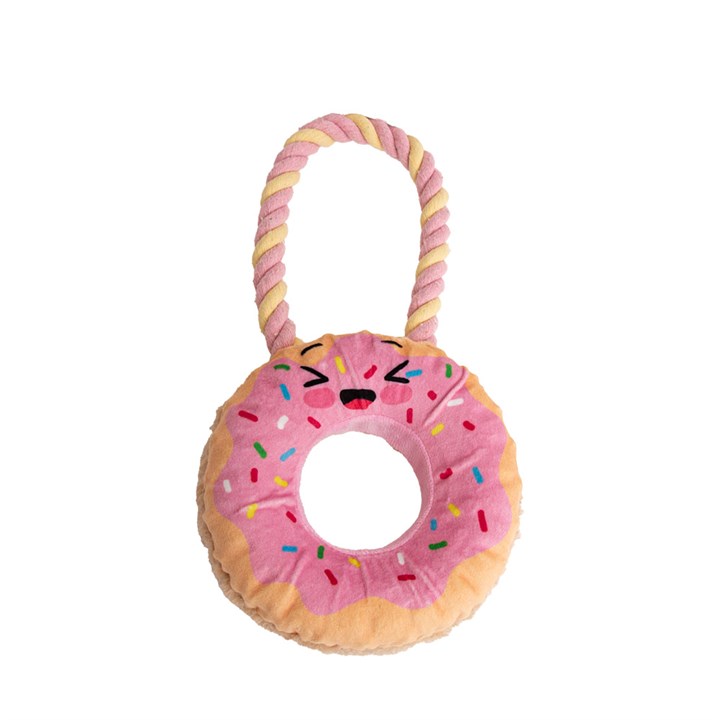 Great & Small Doggy Diner Pink Donut & Rope Dog Toy