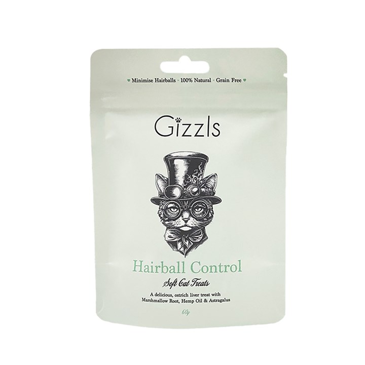 Gizzls Hairball Control Free-range Ostrich Soft Cat Treats 60g