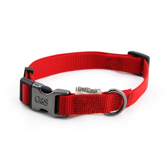 Great & Small Classic Plain Dog Collar Red