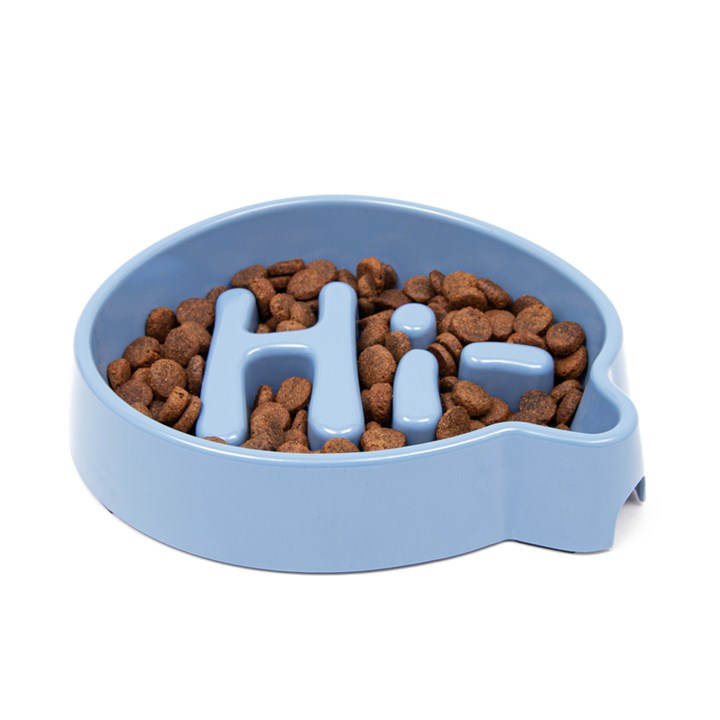 Great & Small Blue Slow Down Hi! Pet Bowl