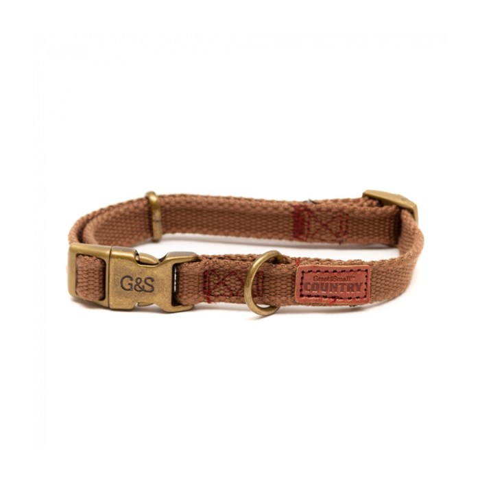 Great & Small Country Canvas Dog Collar Brown