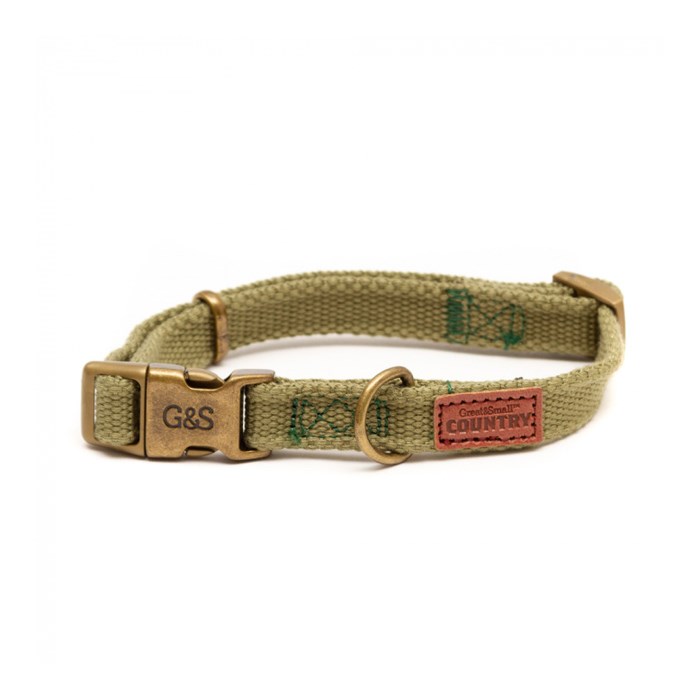 Great & Small Country Canvas Dog Collar Khaki