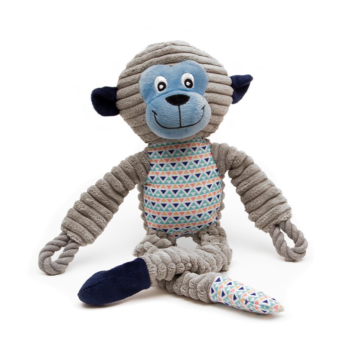 Great & Small Cuddle Me Knot Grey Monkey Dog Toy