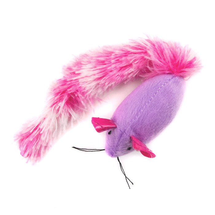 Great Small Fiesta Plush Mouse Purple with Pink Tail Cat Toy