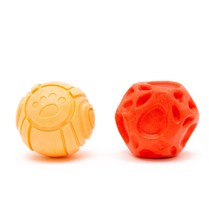 Great & Small Frubba Red Irregular Ball & Orange Paw Ball Dog Toy