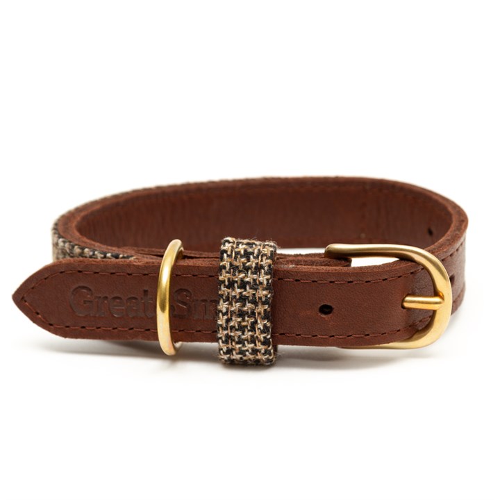 Great & Small Hawkhurst Leather Dog Collar Tweed