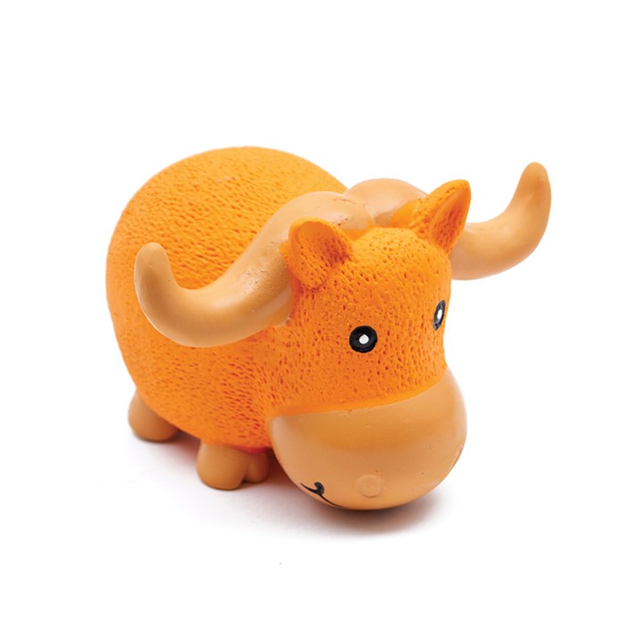 Great & Small Latex Grunting Bull with Horns Dog Toy