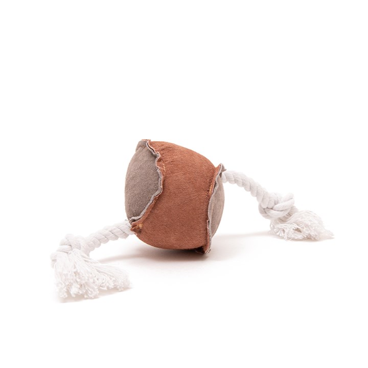 Great & Small Leather Ball with Rope Dog Toy