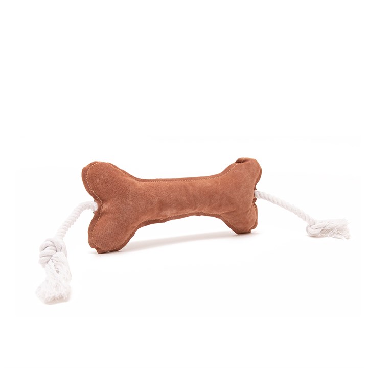 Great & Small Leather Bone with Rope Dog Toy