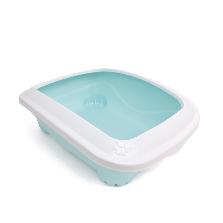 Great & Small Cat Litter Tray with Rim Sky Blue