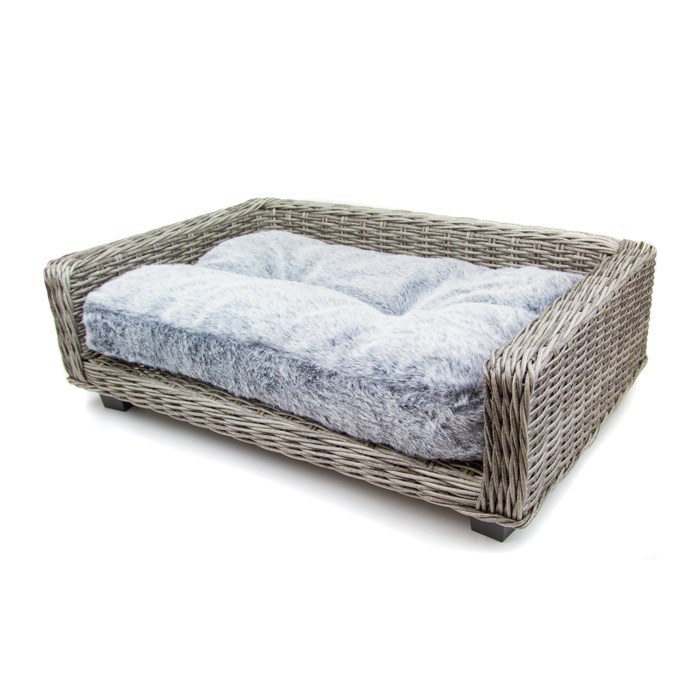 Great & Small Grey Wicker Raised Pet Bed