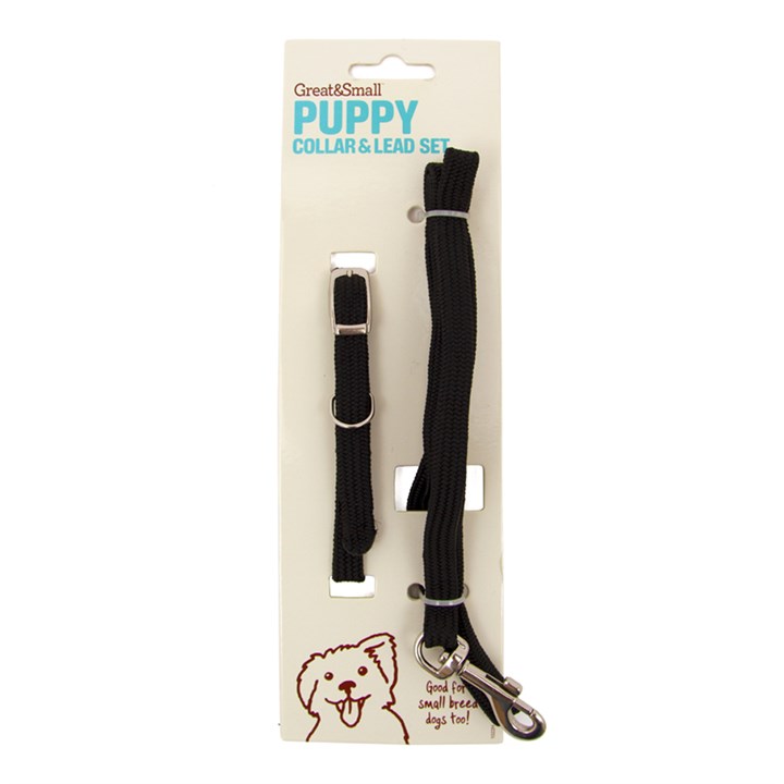 Great & Small Little&Lively Puppy Collar & Lead Black