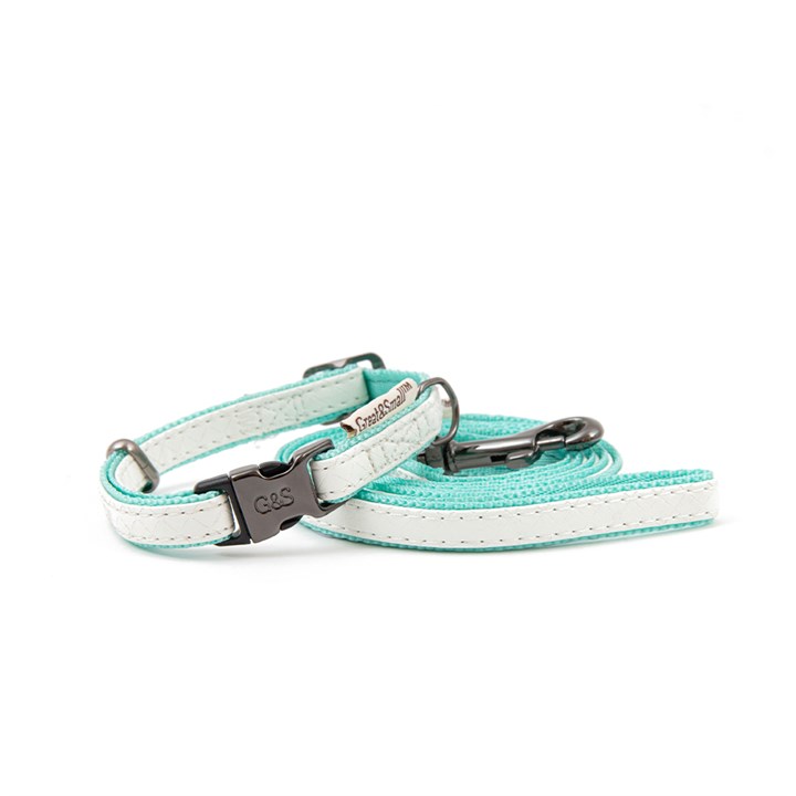 Great & Small Little&Lively Puppy Collar & Lead Tiffany Blue