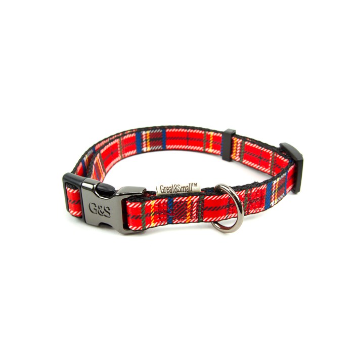 Great & Small Penrose Tartan Dog Collar Red