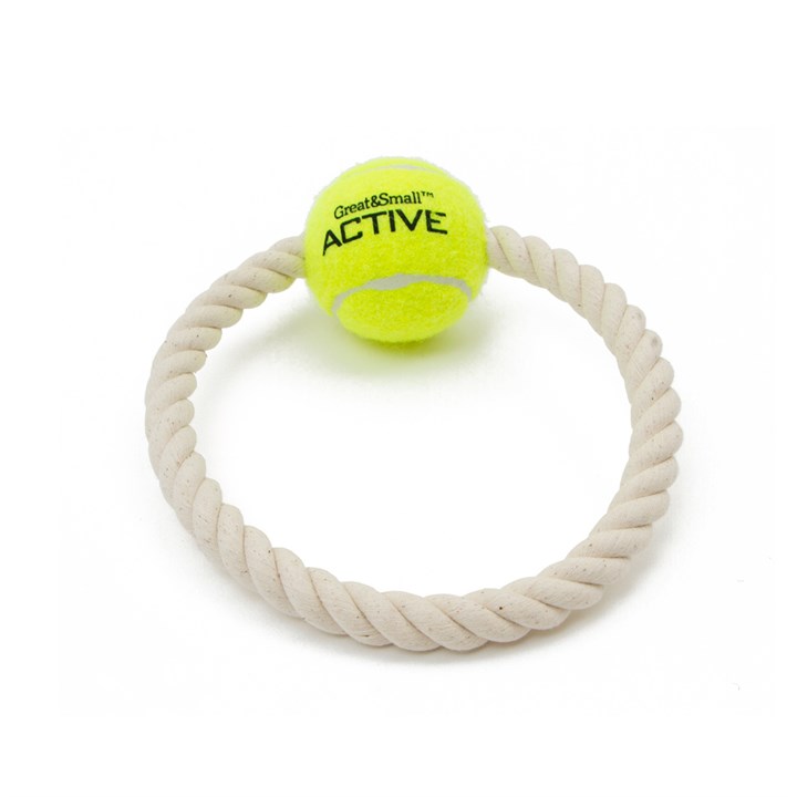 Great & Small Tennis Ball Rope Ring Dog Toy