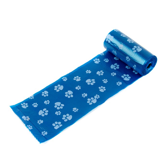 Great & Small Tough Dog Poo Bags Blue Paw Print