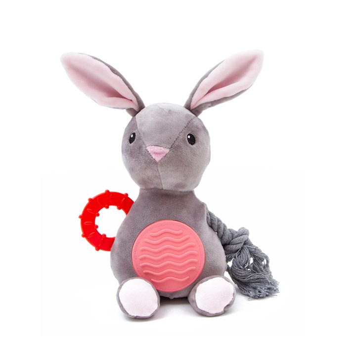 Great & Small Little&Lively Plush Rabbit with Rope Dog Toy